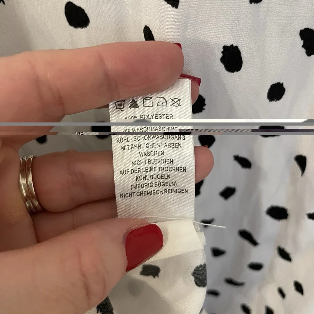 Maison d'Amélie Paris Dalmatian Dot Blouse Large Ruffle Mock Neck Smocked Cuff L - Picture 9 of 16